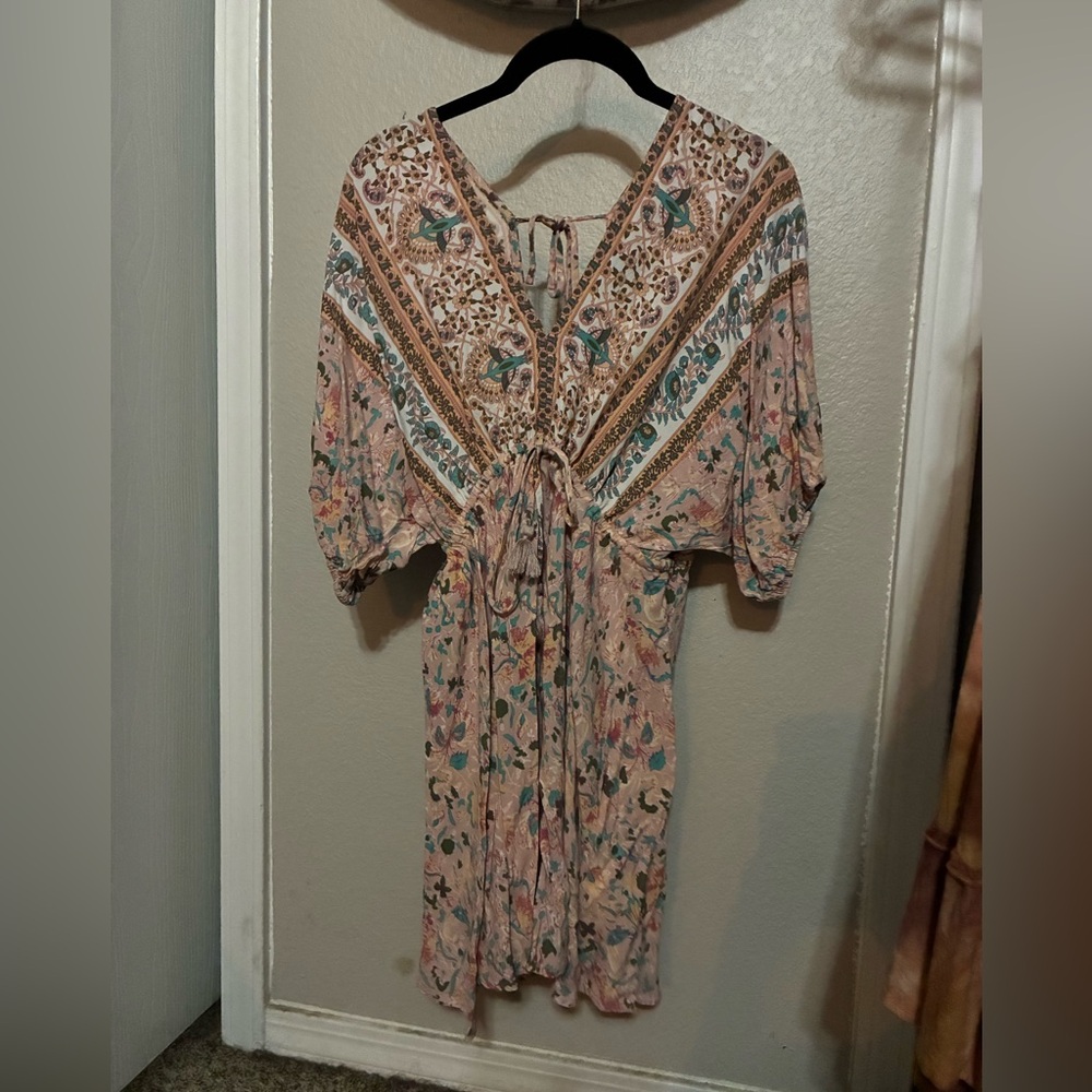 Floral Bohemian Dress with Tie Waist